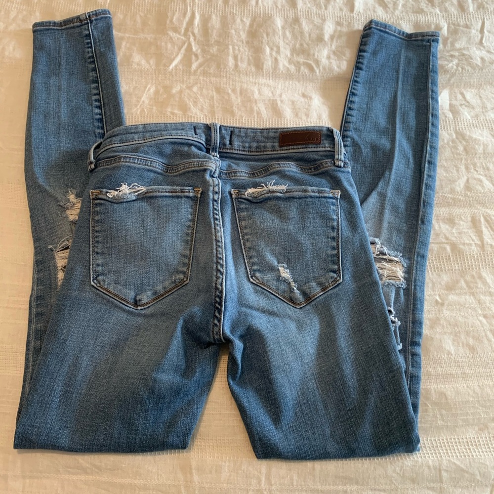 Abercrombie & Fitch Mid-Rise Super Skinny Distressed Jeans - Picture 2 of 4